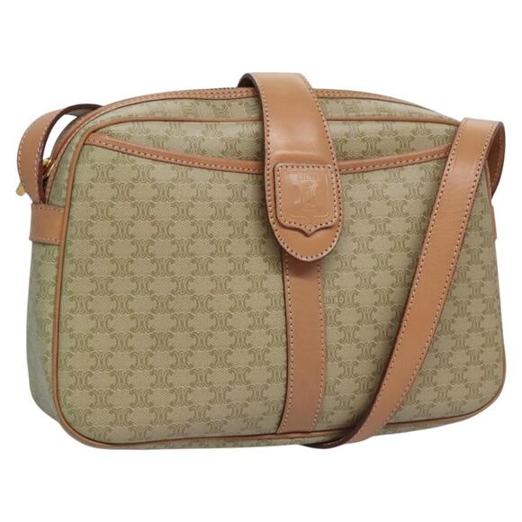 CELINE Macadam Canvas Shoulder Bag Beige Gold - Picture 1 of 13